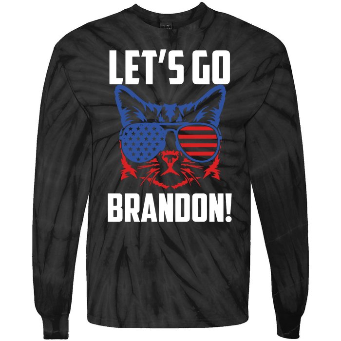 Let’s Go Brandon Cat Conservative American Flag Tie-Dye Long Sleeve Shirt