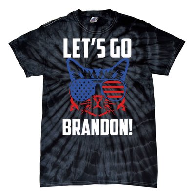 Let’s Go Brandon Cat Conservative American Flag Tie-Dye T-Shirt