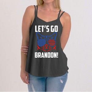 Let’s Go Brandon Cat Conservative American Flag Women's Strappy Tank