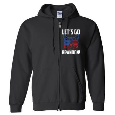 Let’s Go Brandon Cat Conservative American Flag Full Zip Hoodie