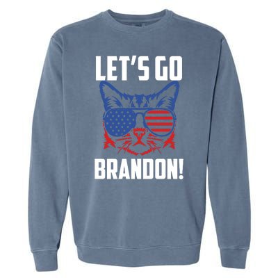 Let’s Go Brandon Cat Conservative American Flag Garment-Dyed Sweatshirt