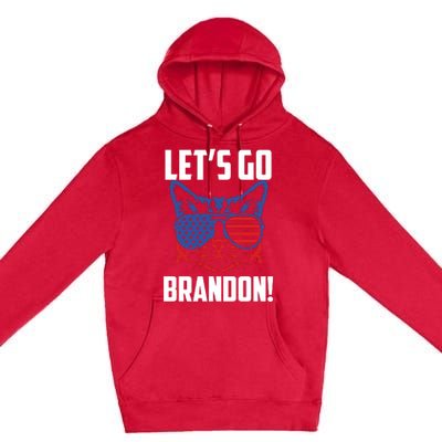 Let’s Go Brandon Cat Conservative American Flag Premium Pullover Hoodie