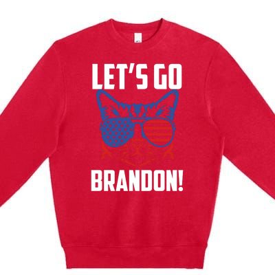 Let’s Go Brandon Cat Conservative American Flag Premium Crewneck Sweatshirt