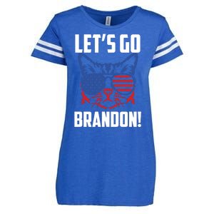 Let’s Go Brandon Cat Conservative American Flag Enza Ladies Jersey Football T-Shirt