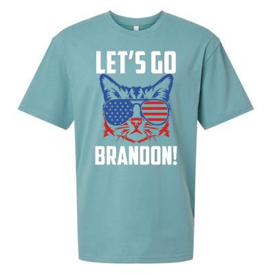 Let’s Go Brandon Cat Conservative American Flag Sueded Cloud Jersey T-Shirt