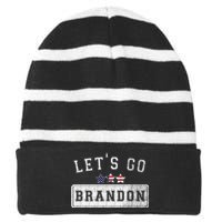 Let's Go Brandon, Joe Biden Chant, Impeach Biden Striped Beanie with Solid Band