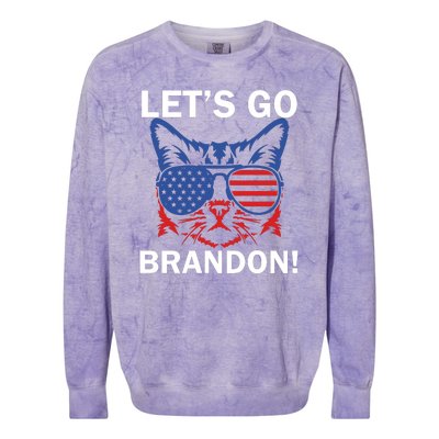 Let’s Go Brandon Cat Conservative American Flag Colorblast Crewneck Sweatshirt