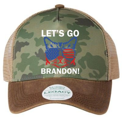Let’s Go Brandon Cat Conservative American Flag Legacy Tie Dye Trucker Hat