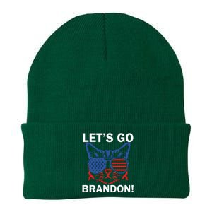 Let’s Go Brandon Cat Conservative American Flag Knit Cap Winter Beanie