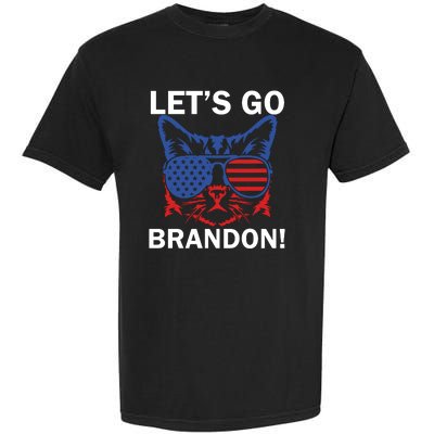 Let’s Go Brandon Cat Conservative American Flag Garment-Dyed Heavyweight T-Shirt