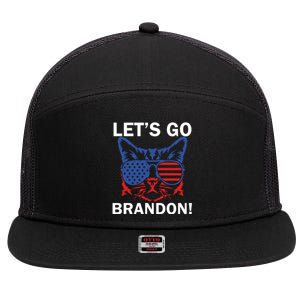 Let’s Go Brandon Cat Conservative American Flag 7 Panel Mesh Trucker Snapback Hat