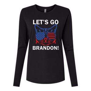 Let’s Go Brandon Cat Conservative American Flag Womens Cotton Relaxed Long Sleeve T-Shirt