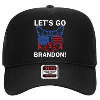 Let’s Go Brandon Cat Conservative American Flag High Crown Mesh Back Trucker Hat