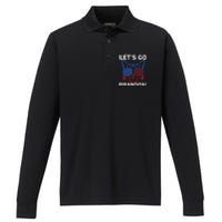 Let’s Go Brandon Cat Conservative American Flag Performance Long Sleeve Polo