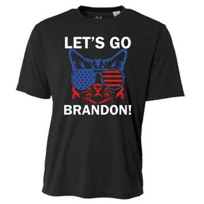 Let’s Go Brandon Cat Conservative American Flag Cooling Performance Crew T-Shirt