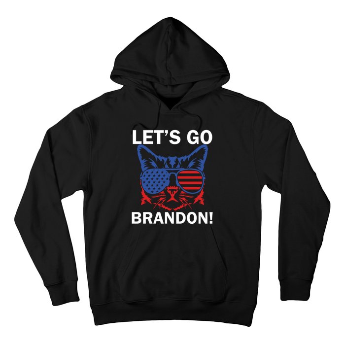 Let’s Go Brandon Cat Conservative American Flag Hoodie