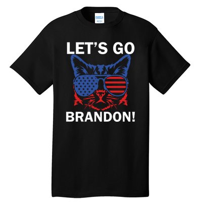 Let’s Go Brandon Cat Conservative American Flag Tall T-Shirt