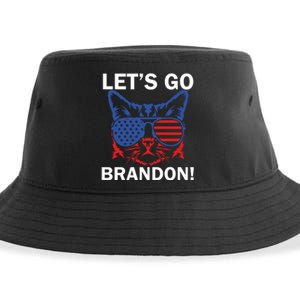 Let’s Go Brandon Cat Conservative American Flag Sustainable Bucket Hat