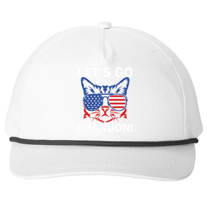 Let’s Go Brandon Cat Conservative American Flag Snapback Five-Panel Rope Hat