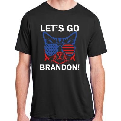 Let’s Go Brandon Cat Conservative American Flag Adult ChromaSoft Performance T-Shirt