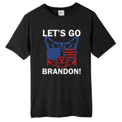 Let’s Go Brandon Cat Conservative American Flag Tall Fusion ChromaSoft Performance T-Shirt