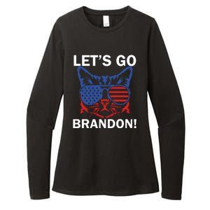 Let’s Go Brandon Cat Conservative American Flag Womens CVC Long Sleeve Shirt