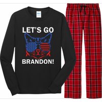 Let’s Go Brandon Cat Conservative American Flag Long Sleeve Pajama Set