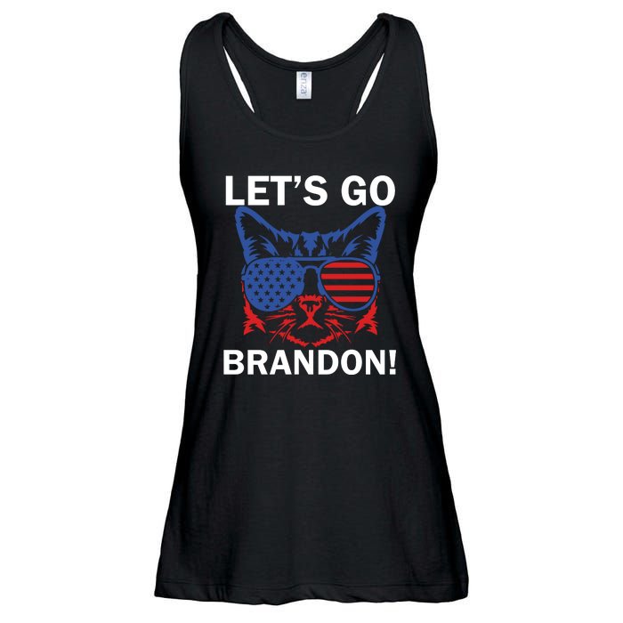 Let’s Go Brandon Cat Conservative American Flag Ladies Essential Flowy Tank