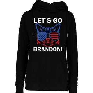 Let’s Go Brandon Cat Conservative American Flag Womens Funnel Neck Pullover Hood