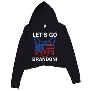 Let’s Go Brandon Cat Conservative American Flag Crop Fleece Hoodie