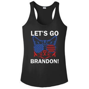 Let’s Go Brandon Cat Conservative American Flag Ladies PosiCharge Competitor Racerback Tank