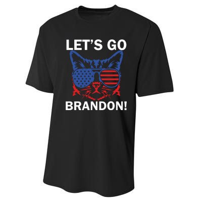 Let’s Go Brandon Cat Conservative American Flag Performance Sprint T-Shirt