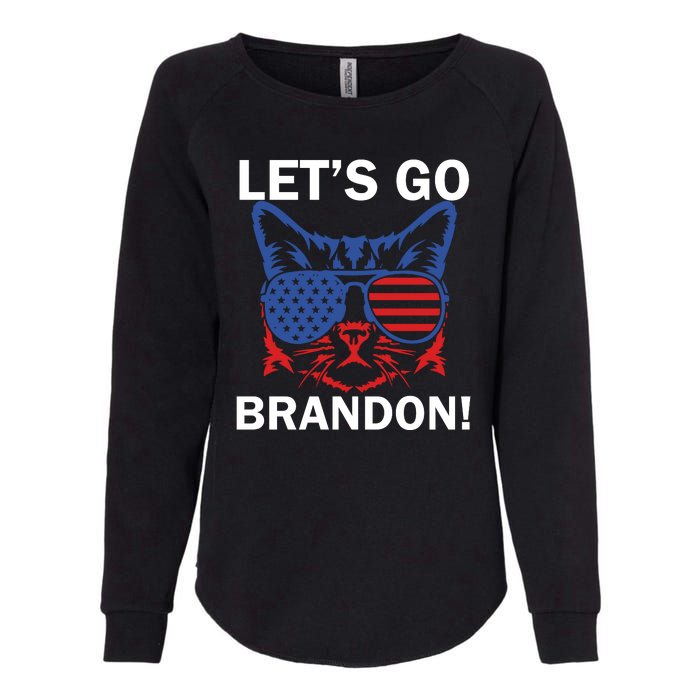 Let’s Go Brandon Cat Conservative American Flag Womens California Wash Sweatshirt