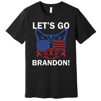 Let’s Go Brandon Cat Conservative American Flag Premium T-Shirt