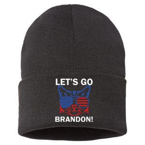 Let’s Go Brandon Cat Conservative American Flag Sustainable Knit Beanie