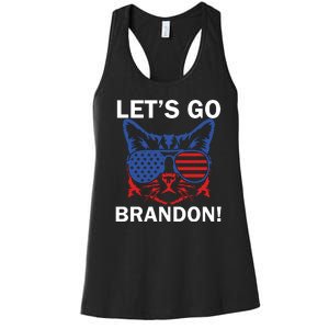 Let’s Go Brandon Cat Conservative American Flag Women's Racerback Tank