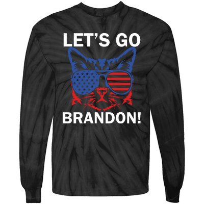 Let’s Go Brandon Cat Conservative American Flag Tie-Dye Long Sleeve Shirt