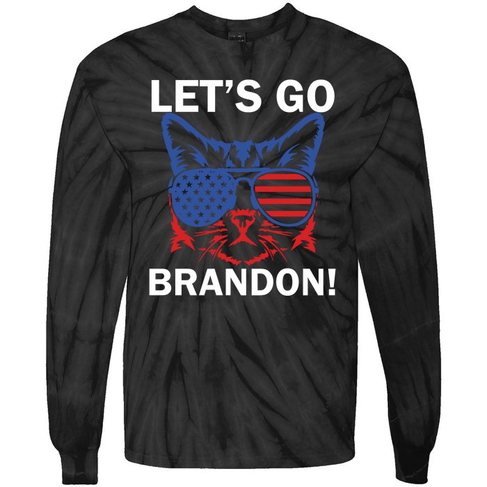 Let’s Go Brandon Cat Conservative American Flag Tie-Dye Long Sleeve Shirt