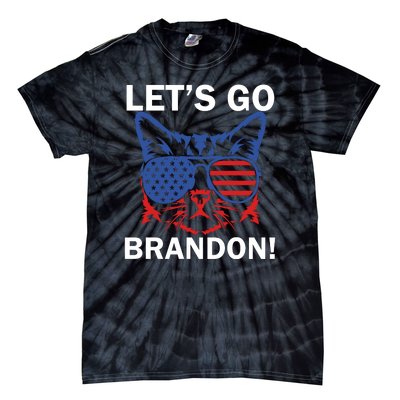 Let’s Go Brandon Cat Conservative American Flag Tie-Dye T-Shirt