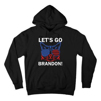 Let’s Go Brandon Cat Conservative American Flag Tall Hoodie