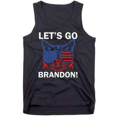 Let’s Go Brandon Cat Conservative American Flag Tank Top