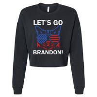 Let’s Go Brandon Cat Conservative American Flag Cropped Pullover Crew