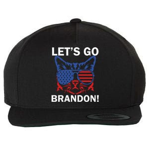 Let’s Go Brandon Cat Conservative American Flag Wool Snapback Cap