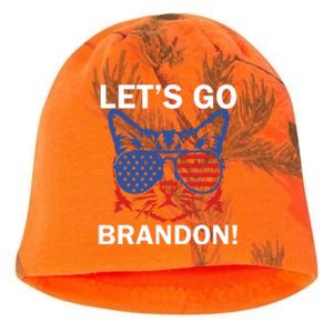 Let’s Go Brandon Cat Conservative American Flag Kati - Camo Knit Beanie