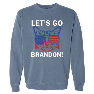 Let’s Go Brandon Cat Conservative American Flag Garment-Dyed Sweatshirt