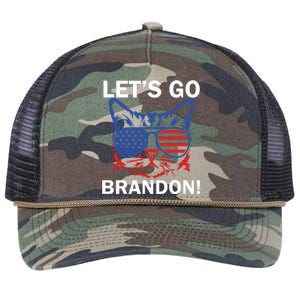 Let’s Go Brandon Cat Conservative American Flag Retro Rope Trucker Hat Cap