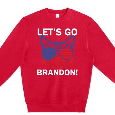 Let’s Go Brandon Cat Conservative American Flag Premium Crewneck Sweatshirt