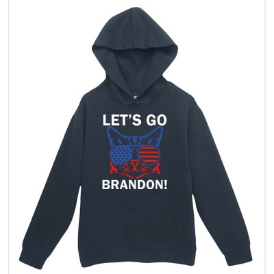 Let’s Go Brandon Cat Conservative American Flag Urban Pullover Hoodie