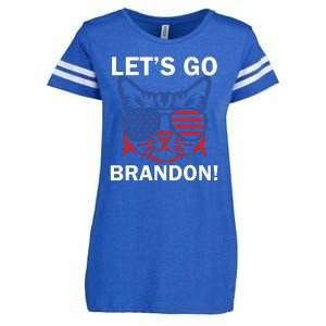 Let’s Go Brandon Cat Conservative American Flag Enza Ladies Jersey Football T-Shirt