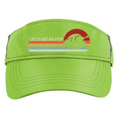 Let's Get Basted Thanksgiving Vintage Retro Turkey Leg Day Gift Adult Drive Performance Visor